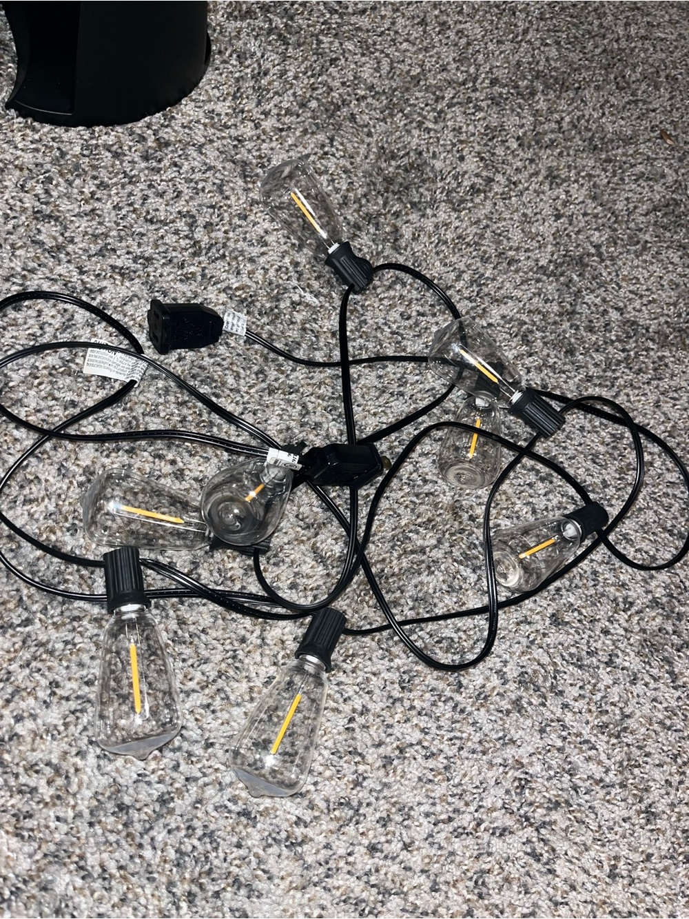 Outdoor Black String Lights with Clear Bulbs - Decorative Patio Lighting